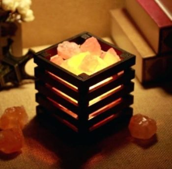 wooden bascket salt lamp